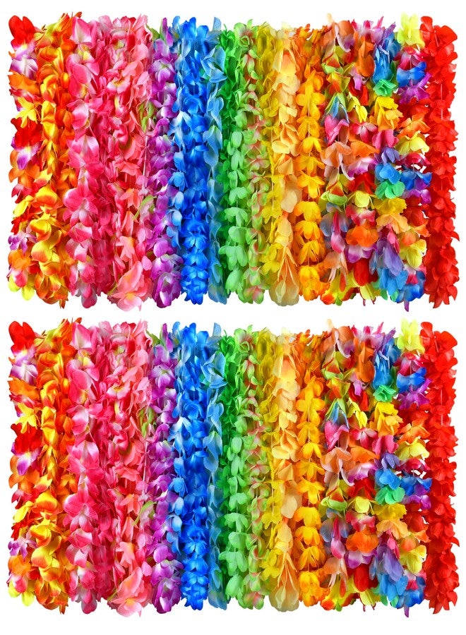 Seifar 120 Packs Hawaiian Luau Leis Bulk Tropical Hawaii Theme Silk Flower Necklace Summer Beach Party Decorations Birthday Party Favors - Image 1
